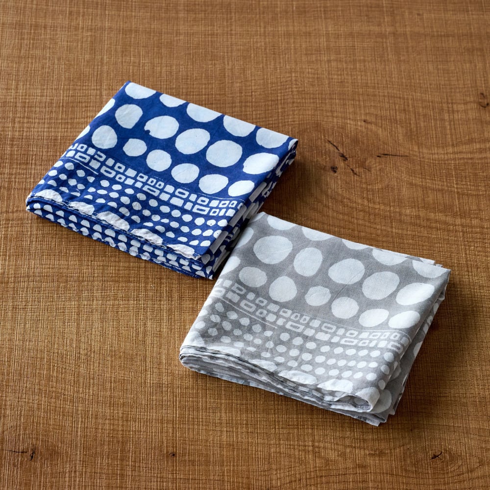 shesay ブロックプリント ハンカチ しかくとまる | Zakka so-la