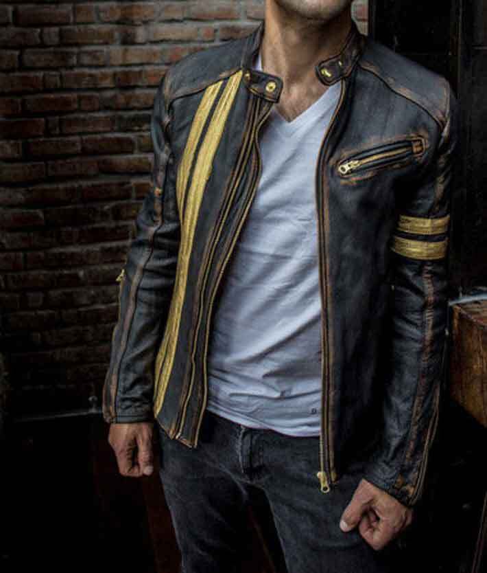 ヤギ革ユーズド加工ビンテージスタイルジャケット Goat Leather Distressed Jacket17490 ヤギ革ユーズド加工ビンテージスタイルジャケット Goat Leather
