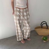Souple Drawstring Check Pants F0611