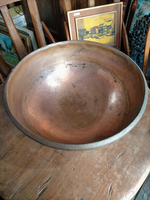 【Special Price】ヴィンテージ 純銅製 洗面器 桶 ボール 直径約42cm
