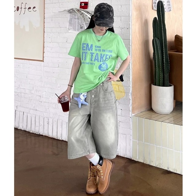 ドットレタープリントTシャツ 2col   R02459