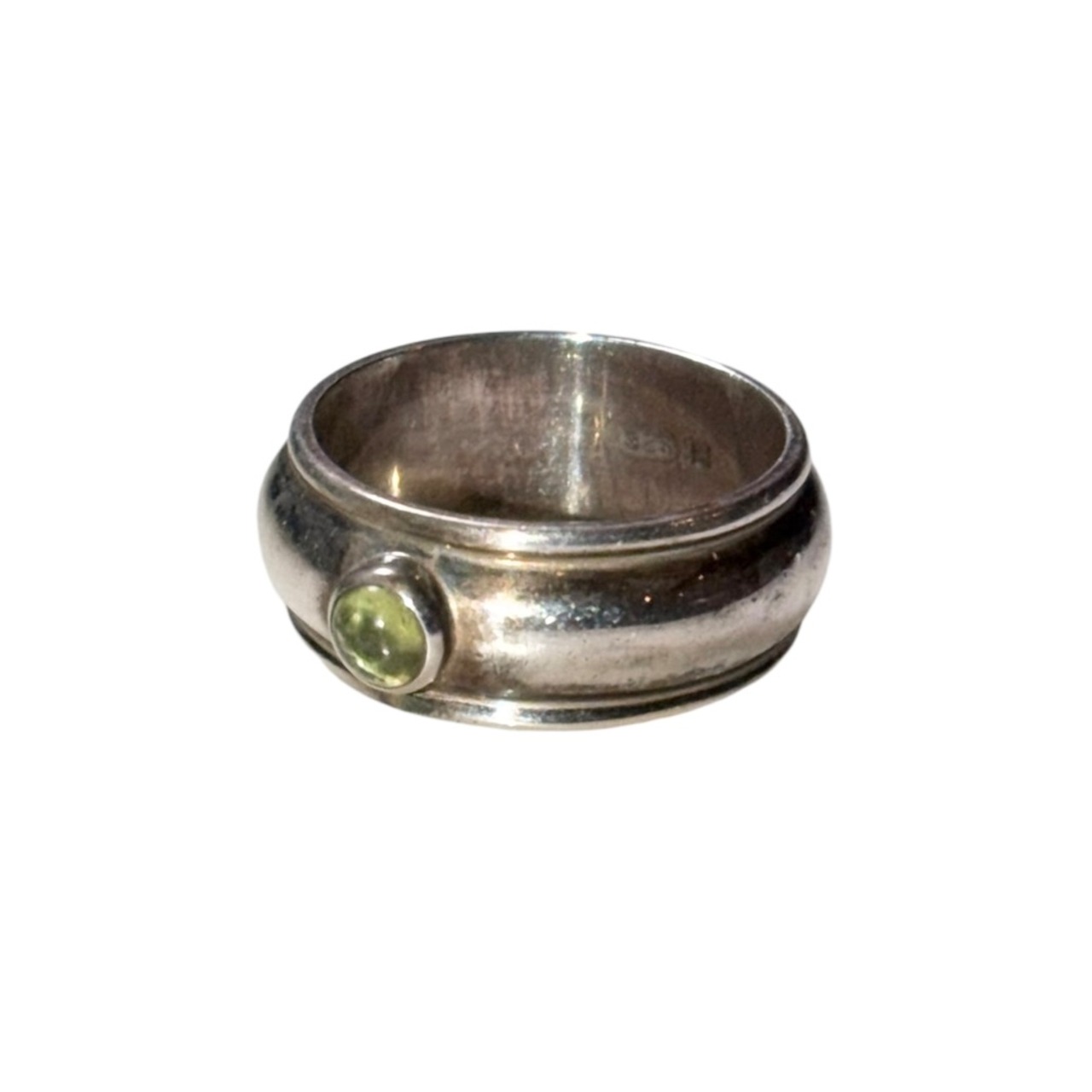 vintage silver stone band ring