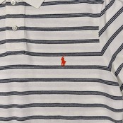 90s 00s Polo by Ralph Lauren ラルフローレン ポニー刺繍 ボーダー 鹿の子 半袖 ポロシャツ L/白 ホワイト/インパクト21