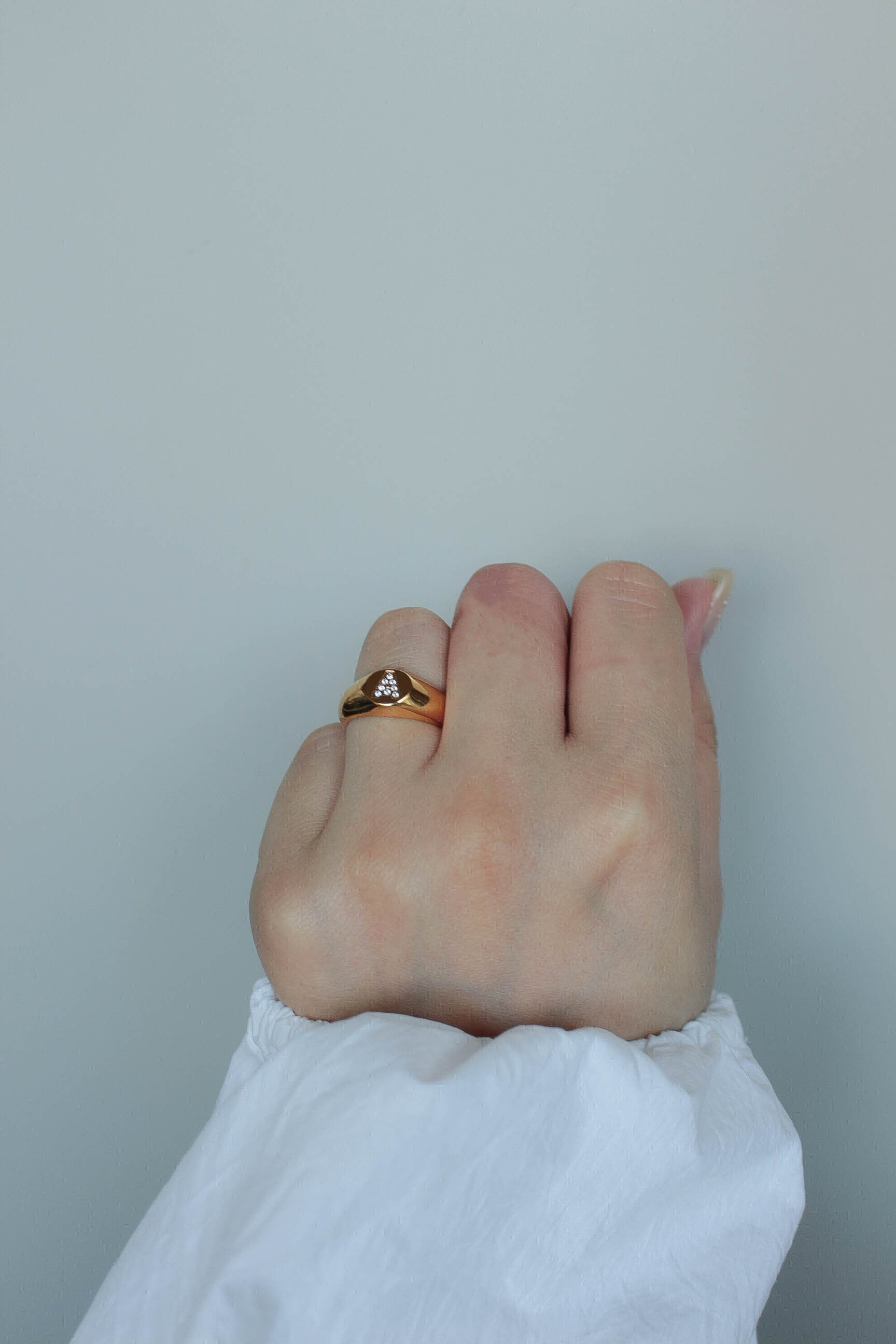 Signet Initial Dia Ring / Gold | ebine(エビネ)|金属アレルギー対応