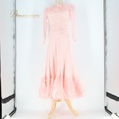 社交ダンス 衣装 チャコット Chacott ツーピース セットアップ トップス スカート 無地 レッスン パーティ 発表会 長袖 フリル 日本製 ピンク系 フェミニン かわいい おしゃれ ダンス衣装 レッスン着 伸縮性 軽い 上品 パーティードレス