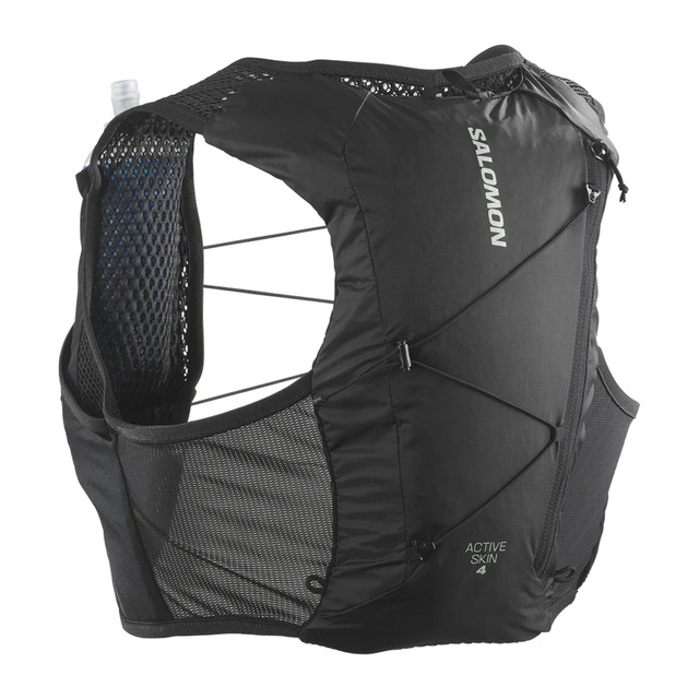 SALOMON（サロモン）ACTIVE SKIN 4  -BLACK / METAL　メンズウィメンズランニングベスト（フラスク付）