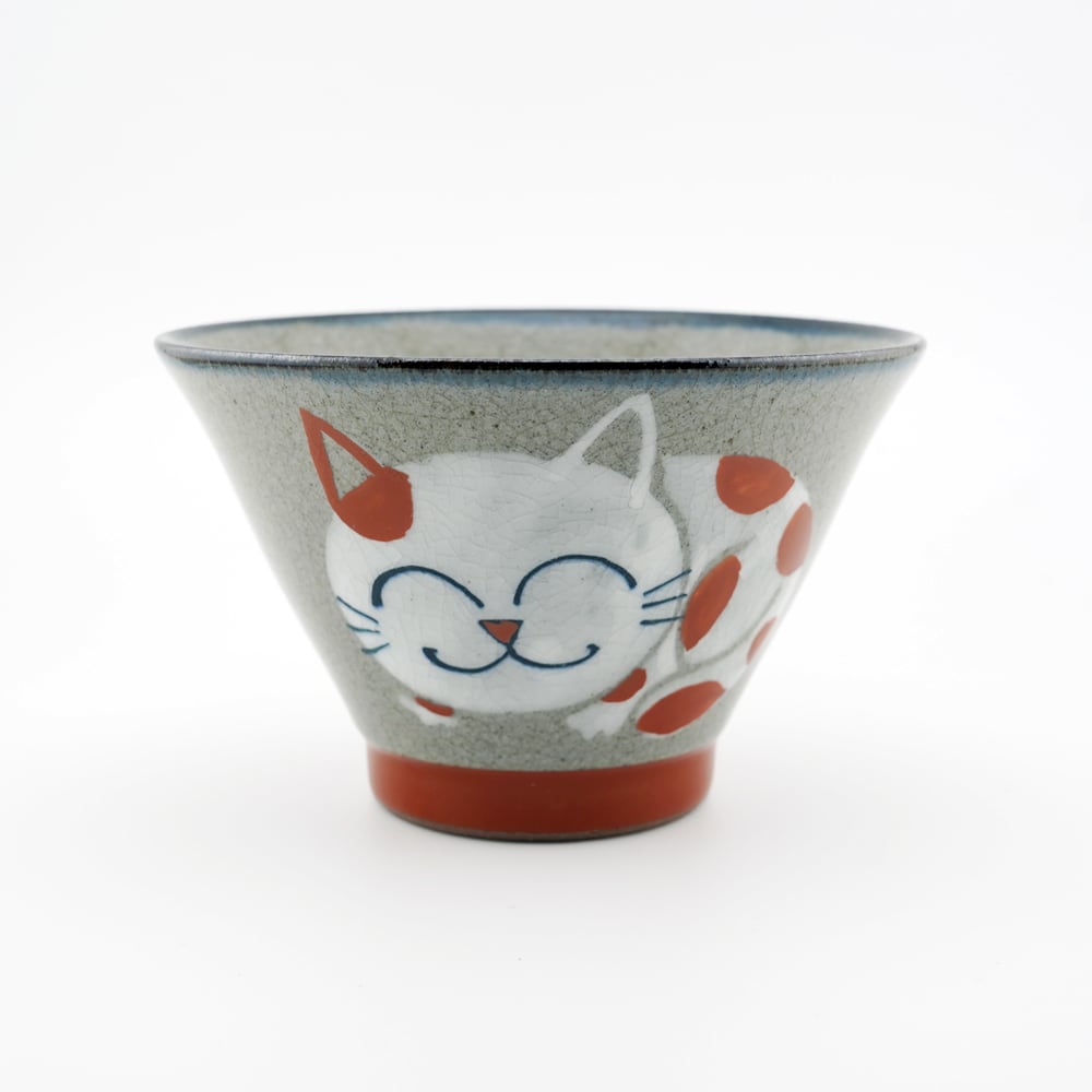 猫飯椀(スマイルキャッツ茶碗)赤 | マスノヤ衣料品店・マスノヤ猫雑貨店