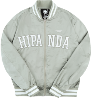 SALE 送料無料【HIPANDA ハイパンダ】メンズ ロゴ刺繍 スタジャン MEN’S LOGO EMBROIDERY BASEBALL JACKET / SILVER GREEN・BLACK