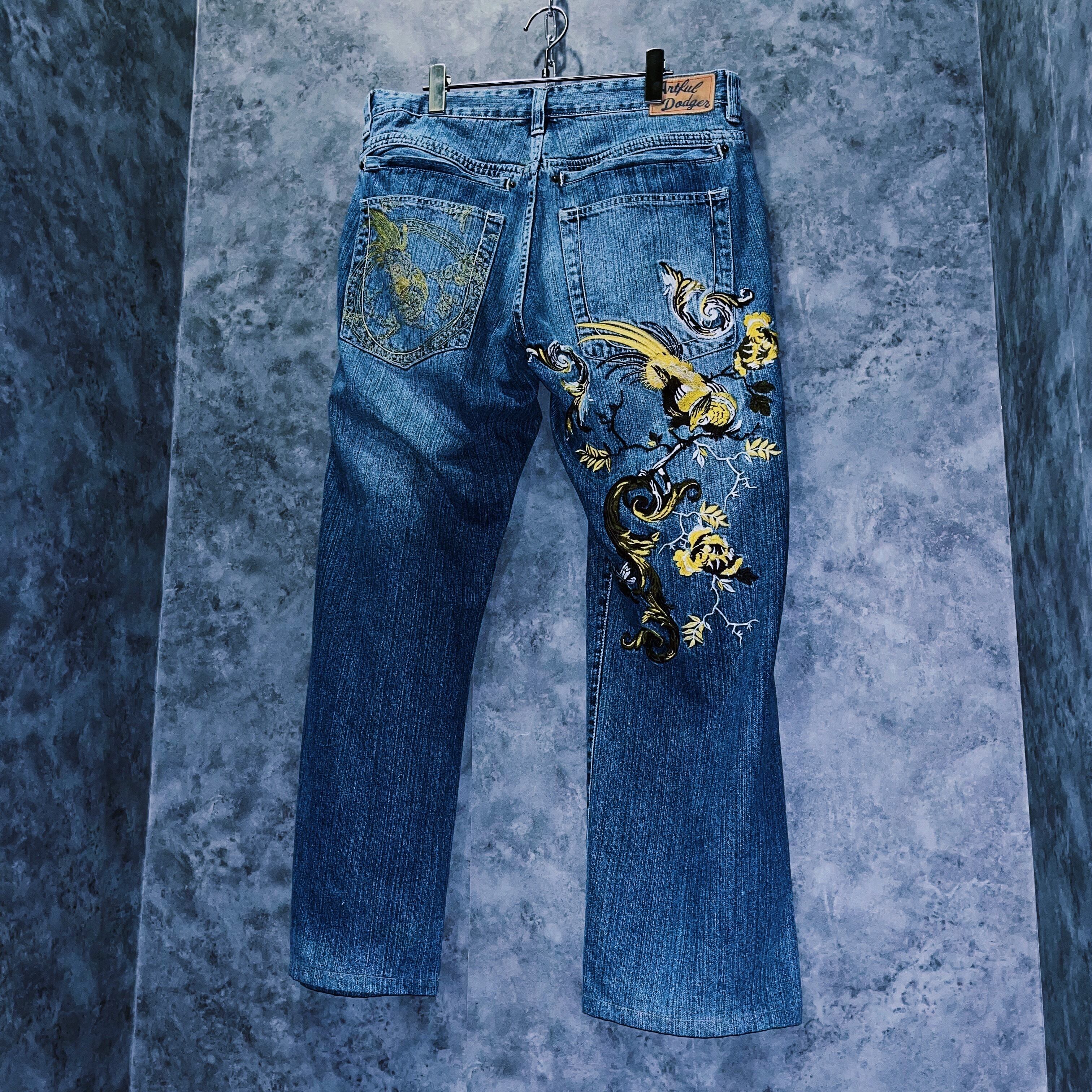 doppio】00's vintage “Artful Dodger” yellow bird embroidery design