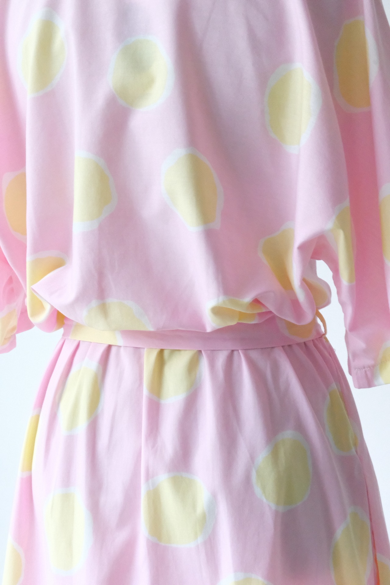 Pink yellow dot short sleeve shirt dress