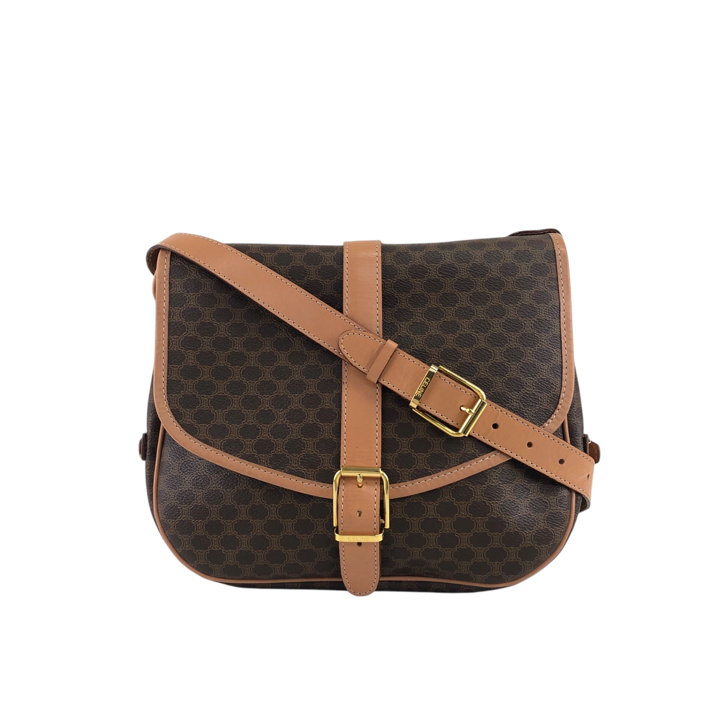 CELINE セリーヌ マカダム ショルダーバッグ ブラウン ダブルフェイス