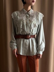 classical mint green lace shirt-5167-2