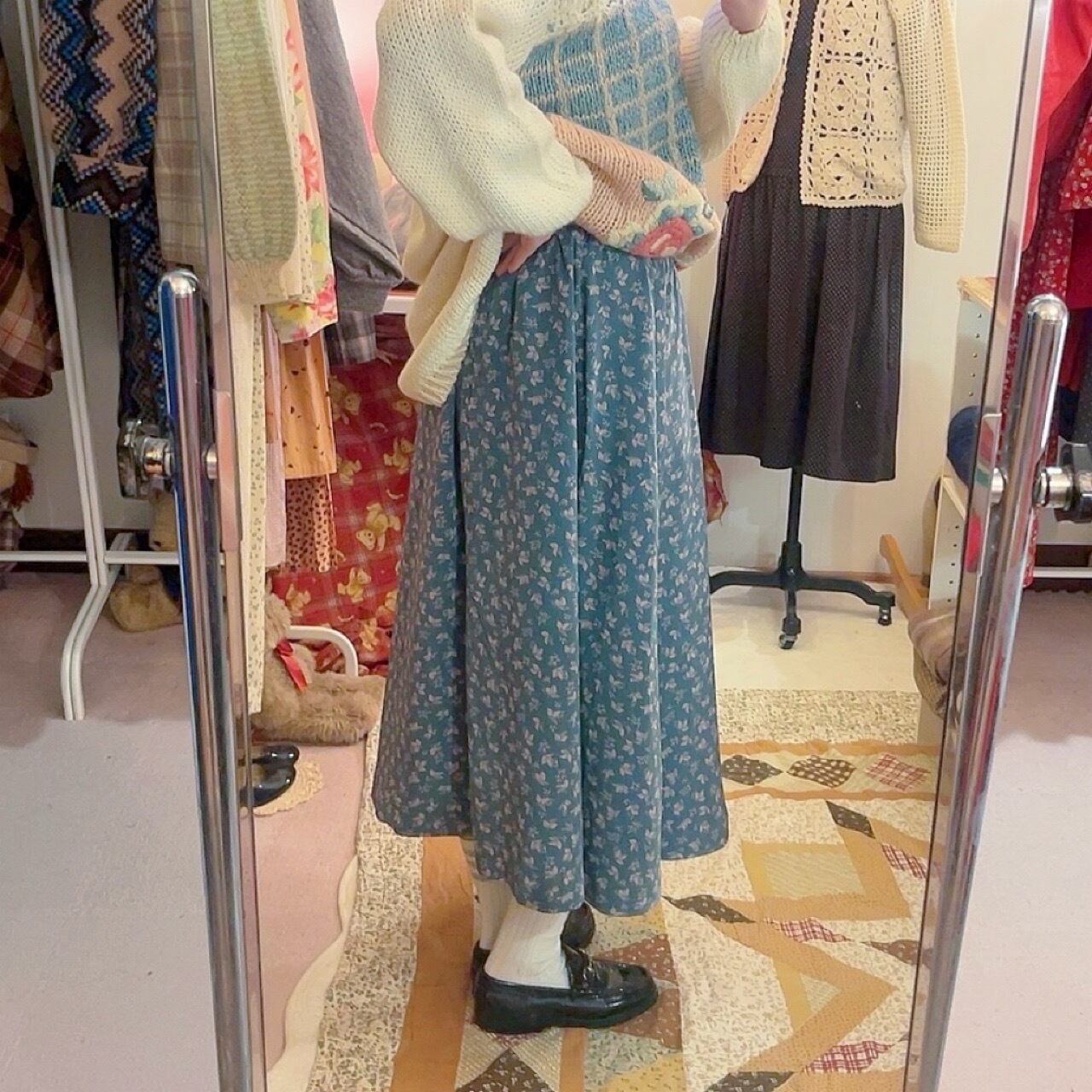 mini leaf green gather skirt