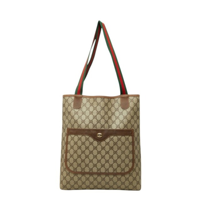 グッチ オールドグッチ GGプラス シェリーライン ショルダーバッグ トートバッグ 89 02 003 ベージュ PVC レディース GUCCI 中古