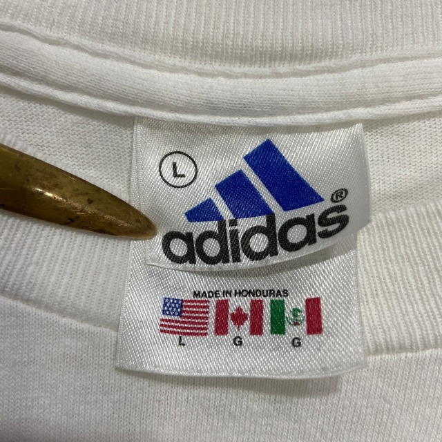 90s adidas 万国旗ロゴTシャツ　パフォーマンスロゴ　ホワイトL