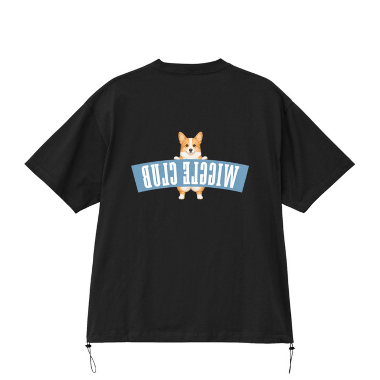 TURN AROUND Drawcord Tee -Black-　[T0019]