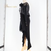 社交ダンス 衣装 ラテン ドレス ワンピース インザムード in the MOOD 日本製 黒 デモ 競技 パーティ 発表会 綺麗 上品 ブラック系 上品なデザイン 社交ダンス衣装 ラテン衣装 フォーマルドレス おしゃれ 衣装発表会 大人向け ファスナー付き 日本製ドレス コサージュ付き 競技用ドレス ブラックワンピース エレガント パーティードレス