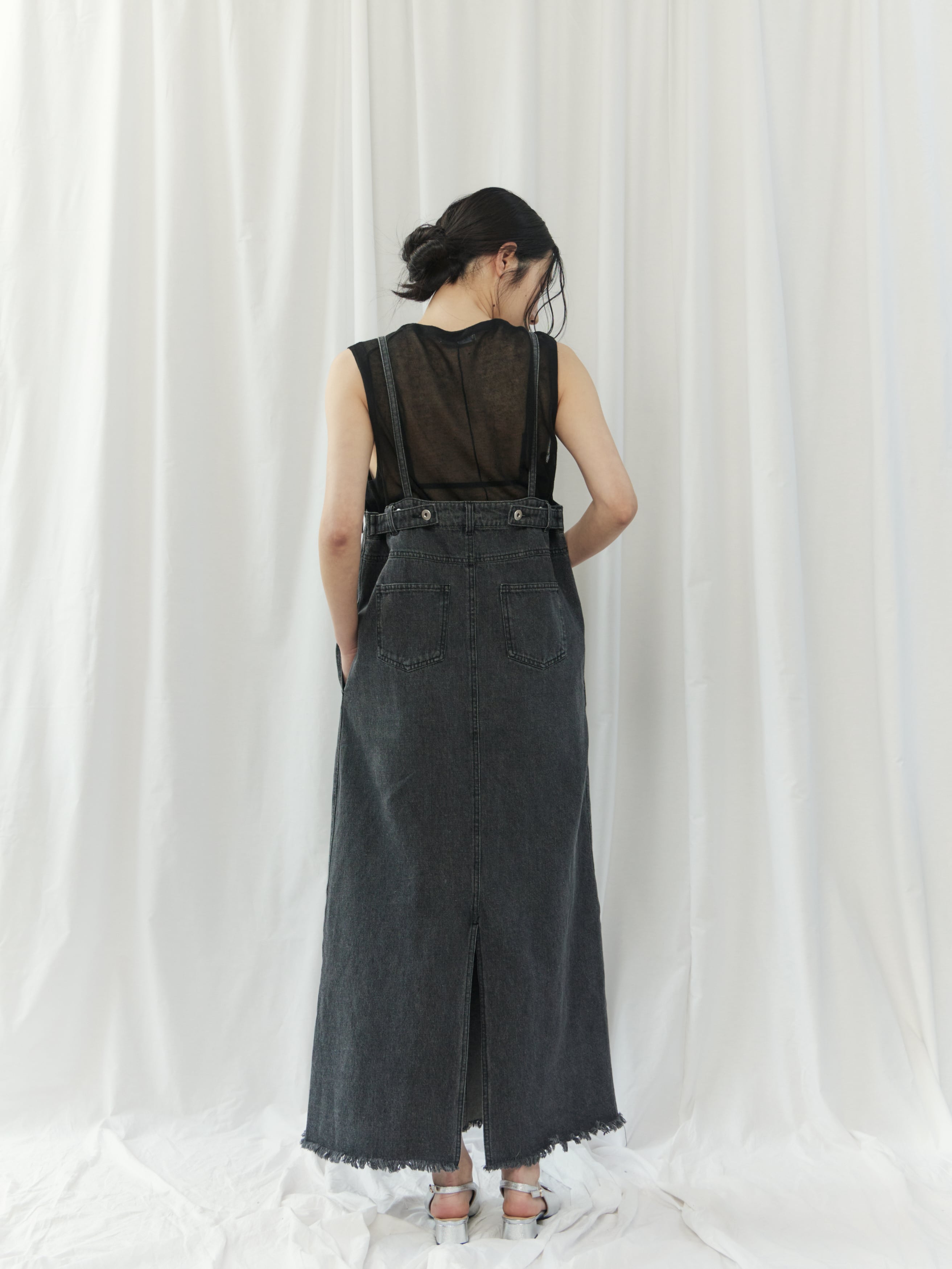 FRINGED DENIM JUMPER SKIRT（ｽｿﾌﾘﾝｼﾞｼﾞｬﾝｽｶ）【5613027】 | CIEL'AIR