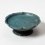 ［石渡 磨美 ］87	稜花コンポート皿 L（青鼠）