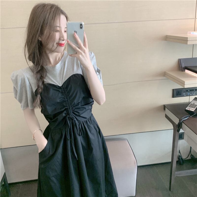 スリーブドレス サマースカート ウェストブラック 夏物 ブラックストロベリース90312263700