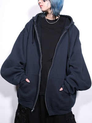 "刺繍" back design over silhouette zip-up hoodie