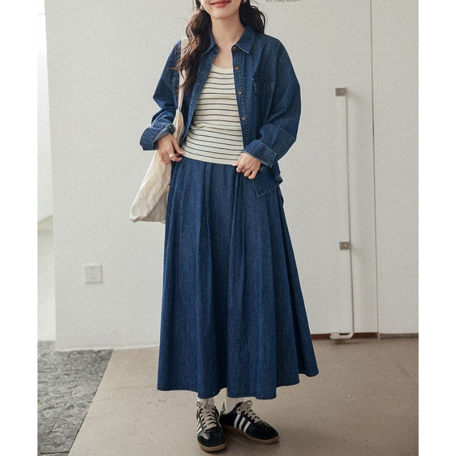 button-front denim shirt　J00486