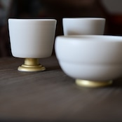 MUMCA 丸谷牧子 作 脚付ゴブレット 大 金彩 ホワイトGoblet White x Gold (1 個)/ 2104400000610