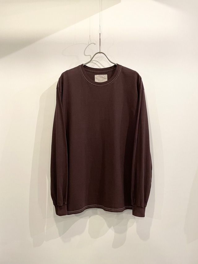 TrAnsference loose fit long sleeve T-shirt - dark plum garment dyed