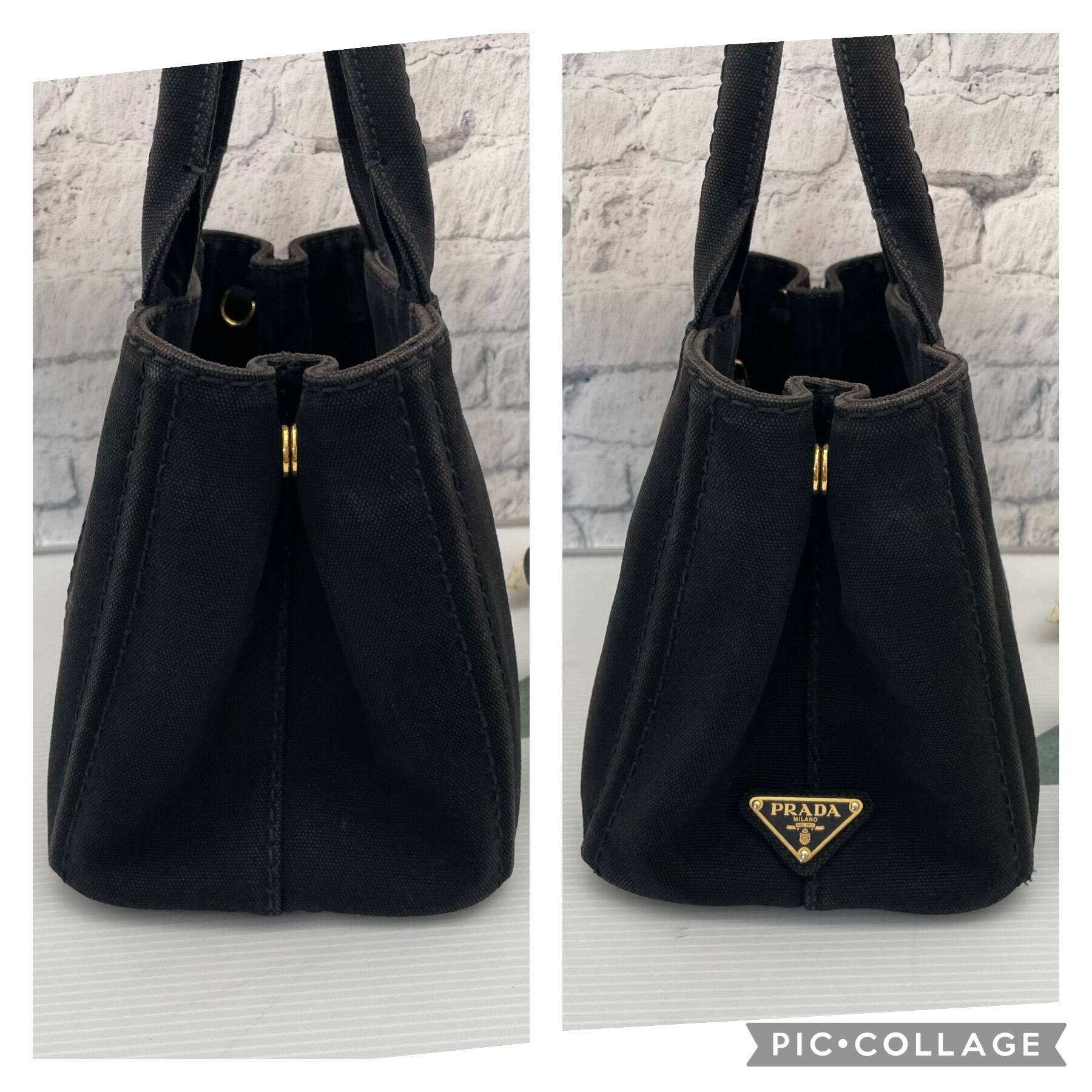 美品☆プラダ カナパトートバッグPMハンドバッグ ブラック☆A-0768