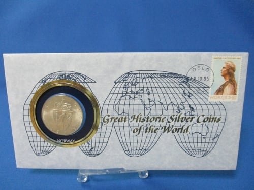 ノルウェー 10クローネ銀貨☆1964年／憲法発布150周年記念／未使用に