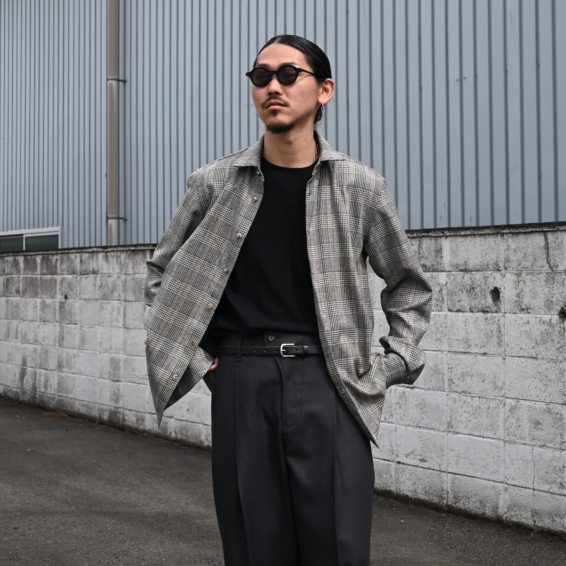 山内 / ネップシルクウール・オープンカラーシャツ | GANKO