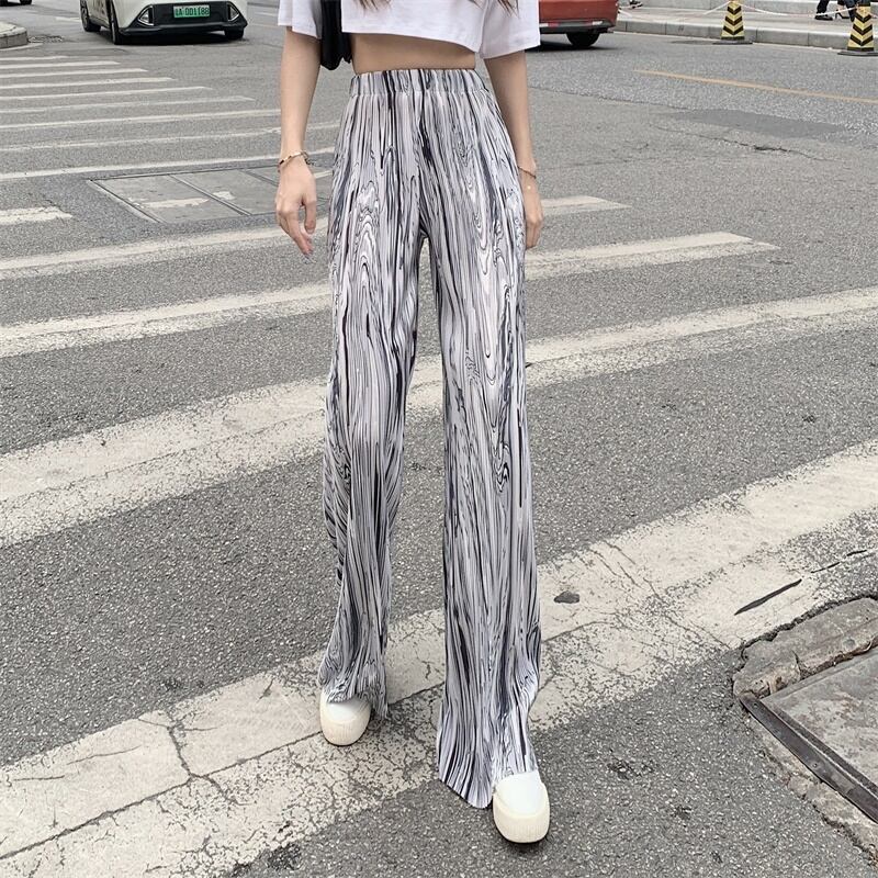 ルーズプリーツパンツ サマーレッド薄手カジュアルハイウェストレディース 夏物 YY-ファッション46812412076