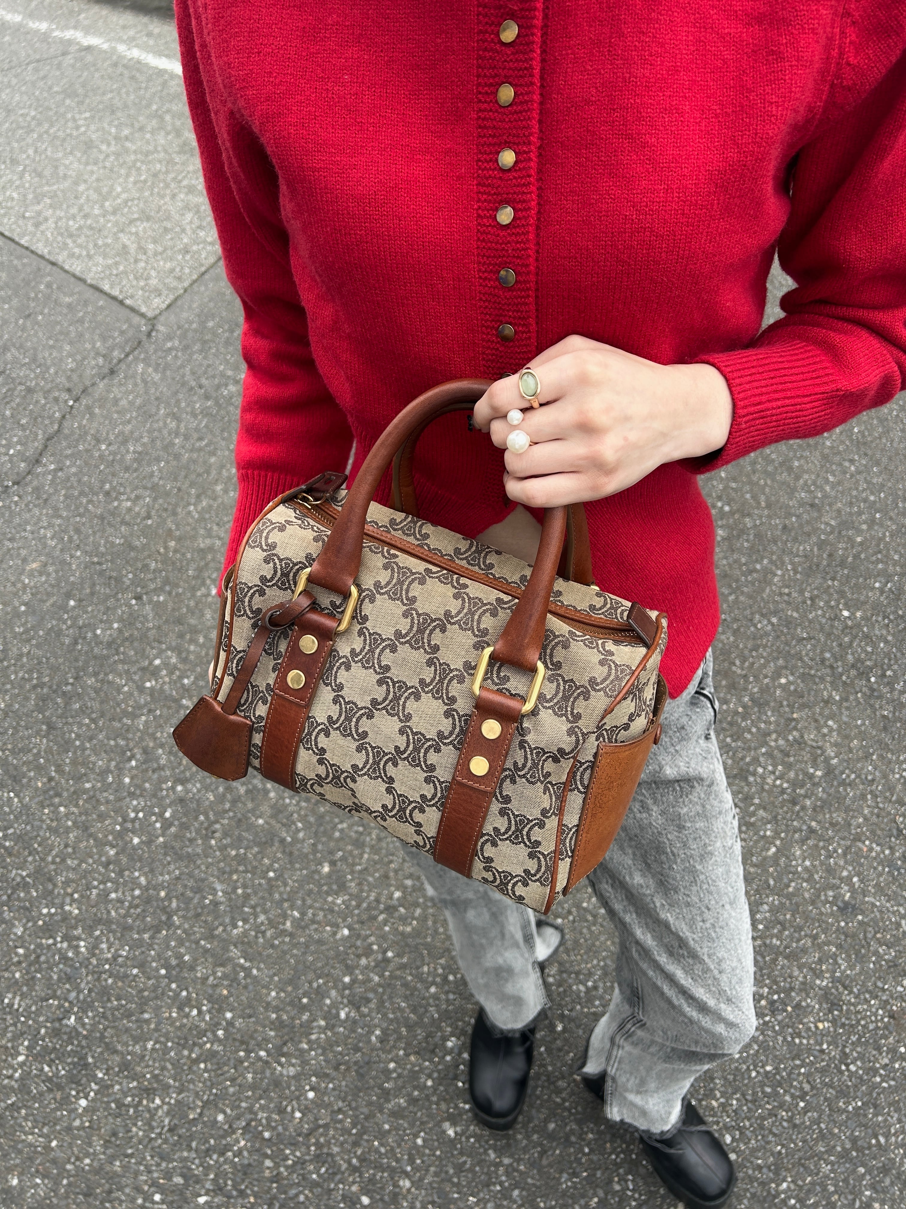 CELINE セリーヌ ハンドバッグ ブラウン トリオンフ キャンバス ミニ