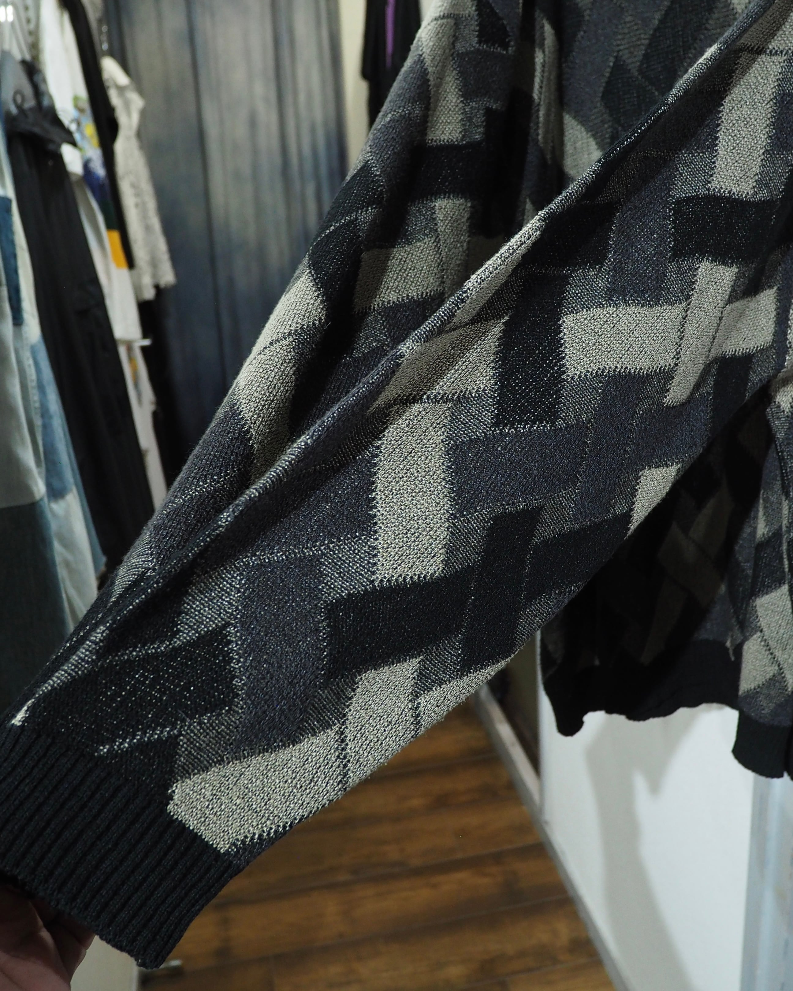 1990s " northern isles " Monotone Intrecciato Pattern Vintage Loose Knit