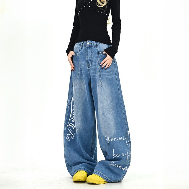 スクリプトロゴストリートワイドデニムパンツ
 1col   R01730