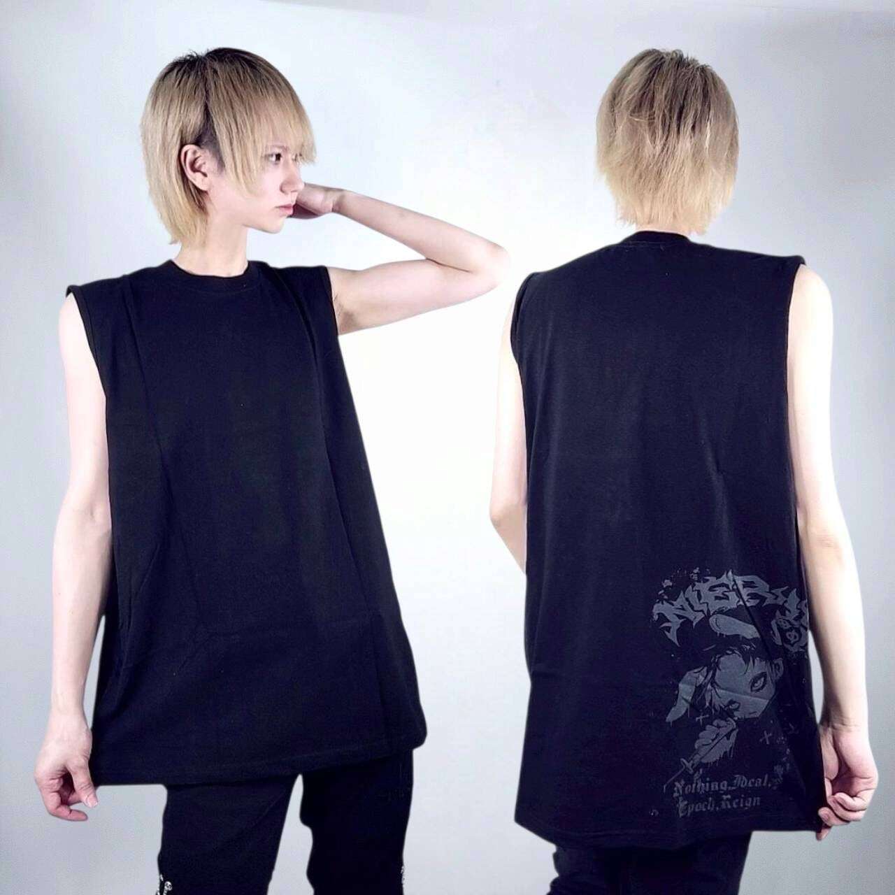 【NieR】 ノースリーブカットソー【HOLIC】SC016Y ニーア タンクトップ ストリート サブカル 地雷系  ユニセックス