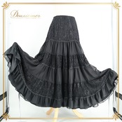 【フラメンコ衣装】ブラック系 SONIA JOHNES ソニアジョーンズ ファルダ スカート 黒 ペチコート セット レース 花柄 かわいい