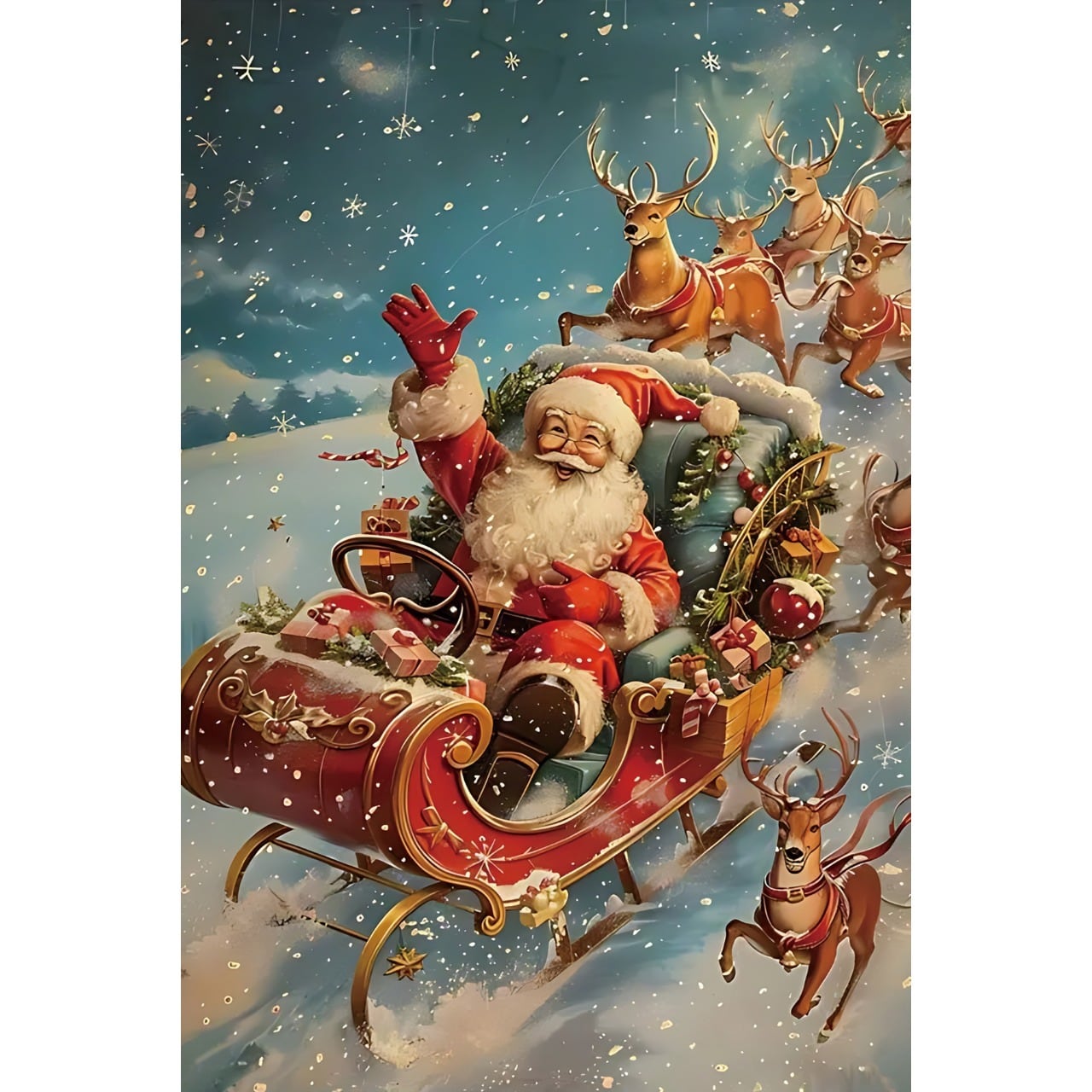 ブリキ看板A4】サンタクロース バイク☆クリスマス飾りブリキ看板