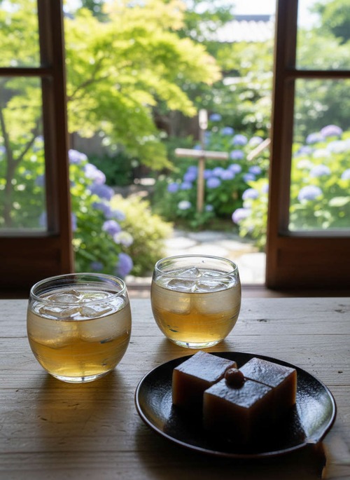 ⑩-13　癒し　自分時間【涼しげなガラス湯呑み】湯呑みセット（冷茶に最適）　耐熱ガラス製　KOZO＝K3　食洗機が使える