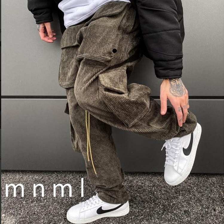 mnml ミニマル CORDUROY SNAP II CARGO PANTS ＯＬＩＶＥ カーゴパンツ