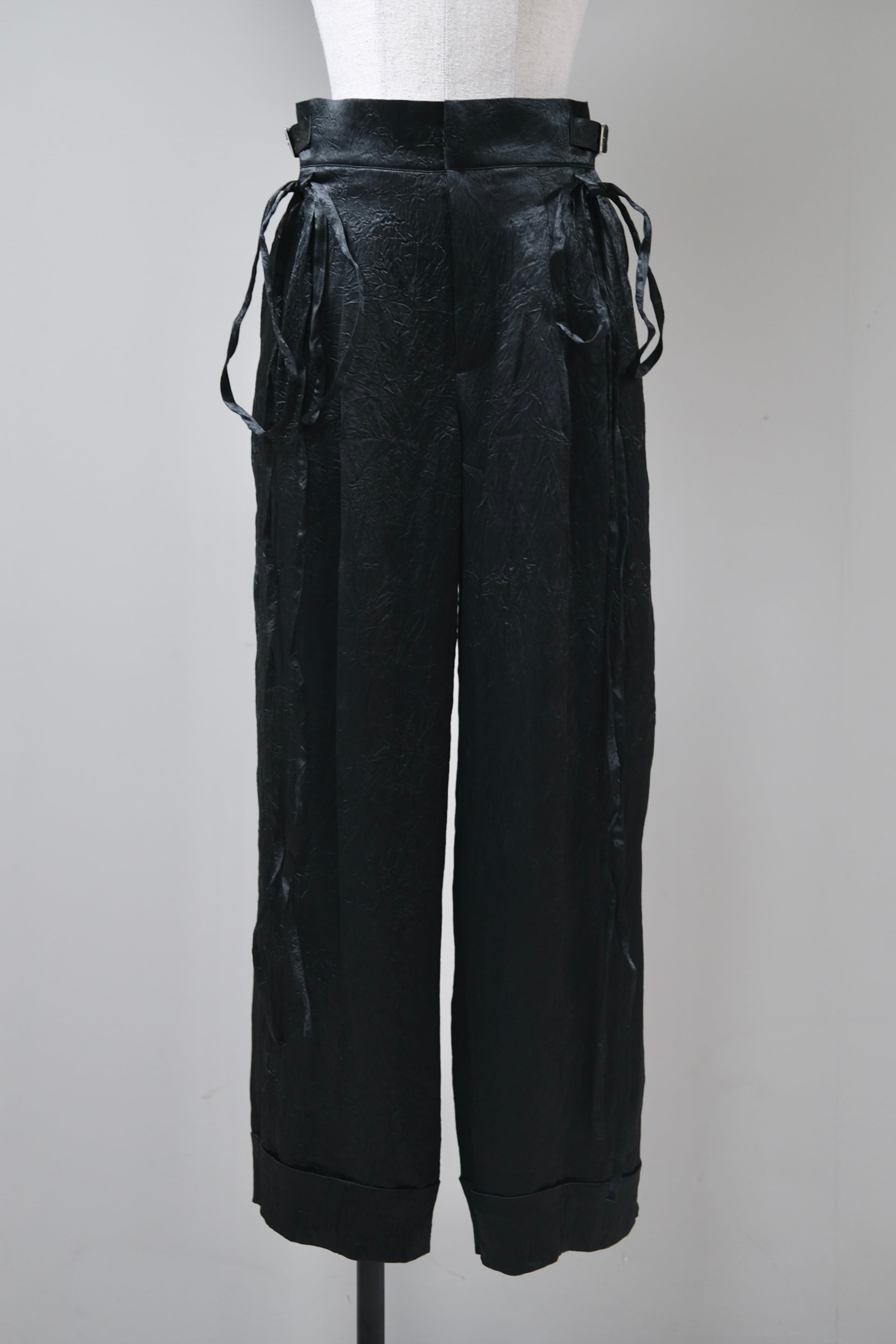 【Tanaka Daisuke】 double long ribbon satin pants