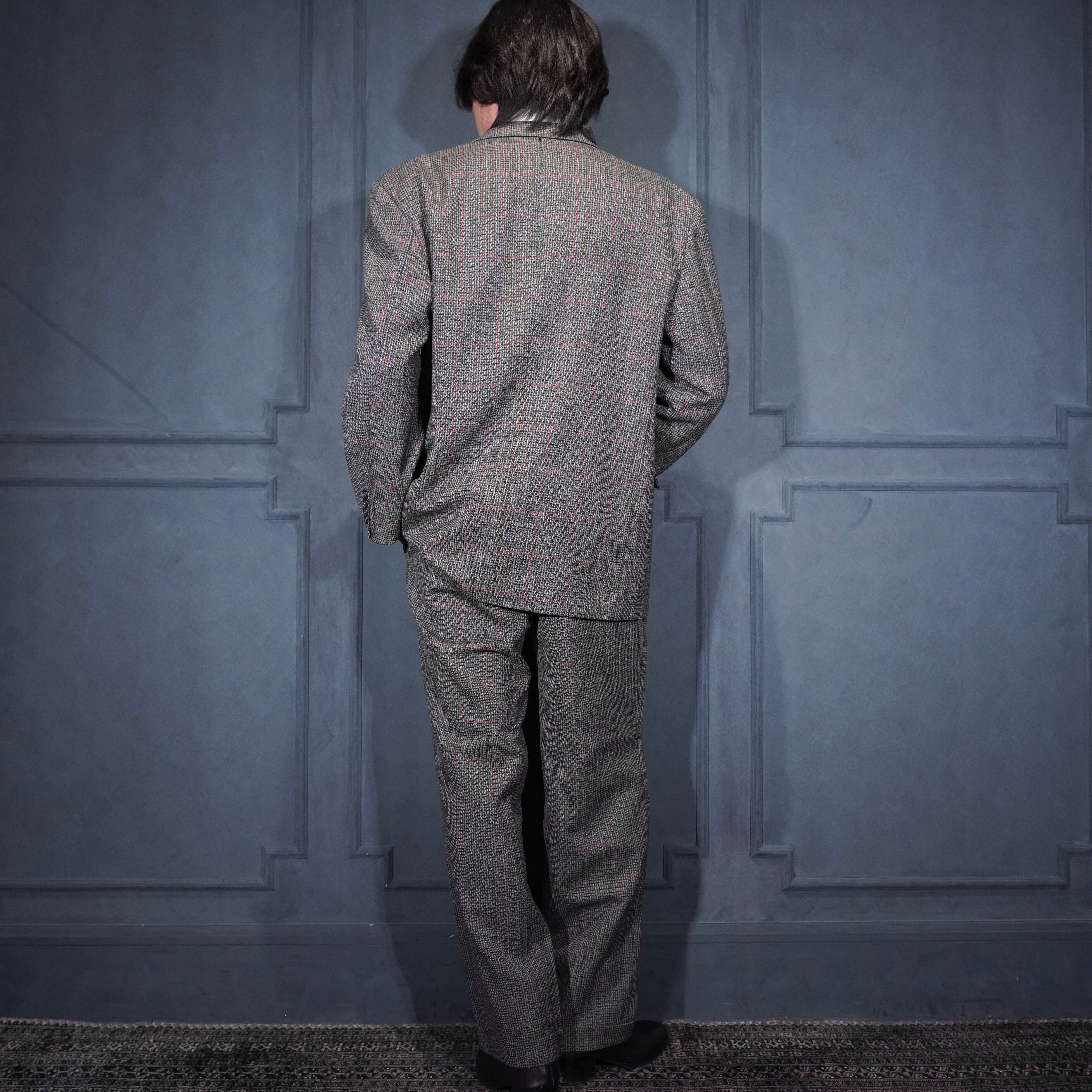 EU VINTAGE CARL GROSS CHECK PATTERNED WOOL SET UP SUIT/ヨーロッパ