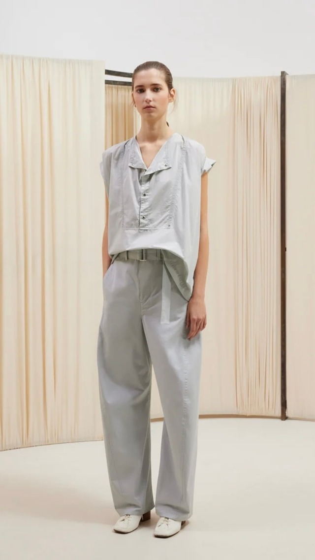 LEMAIRE -LIGHT BELTED TWISTED PANTS(COTTON TWILL)- : COLD DYE GREY,