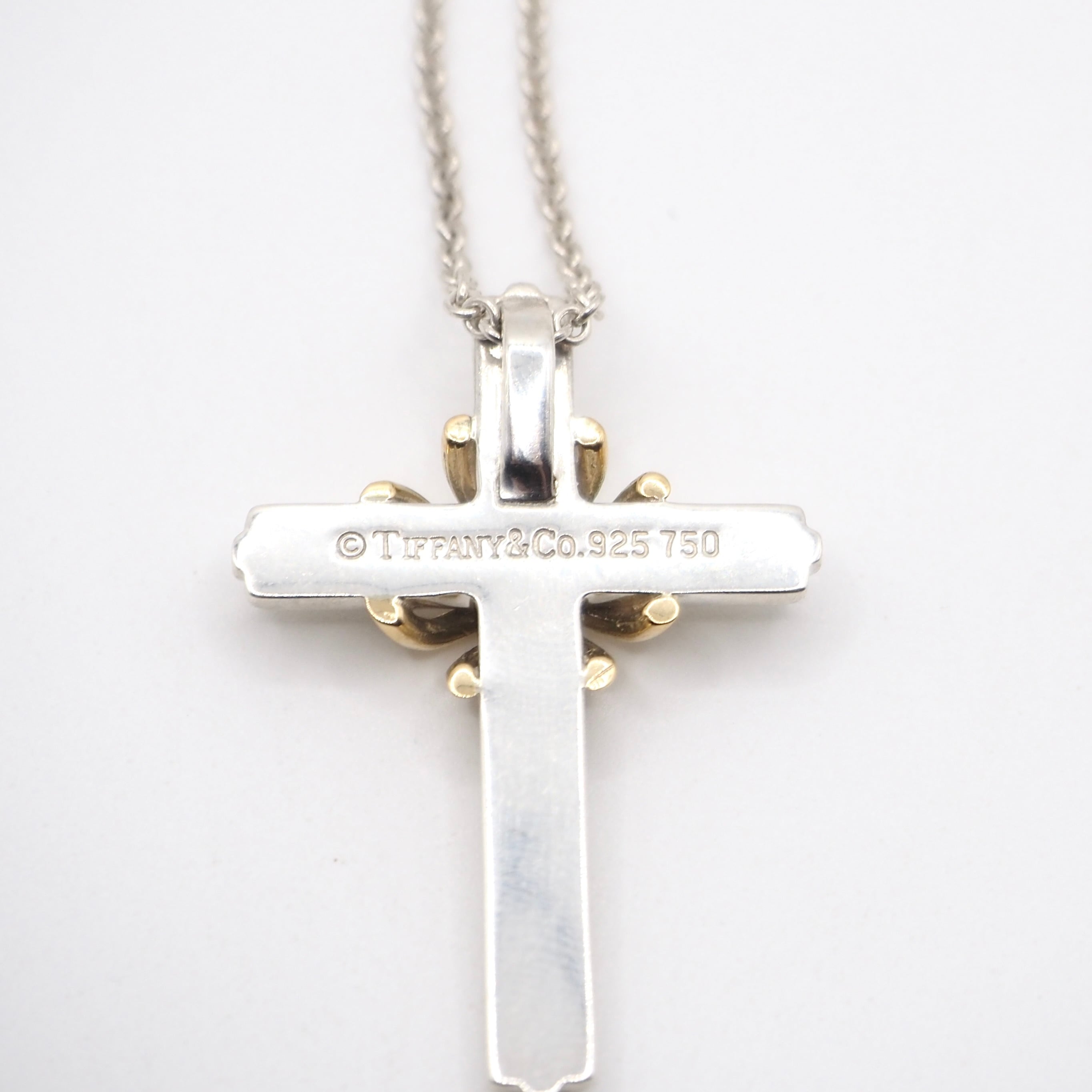 Tiffany&Co. シグネチャークロス コンビ ネックレス シルバー925 K18