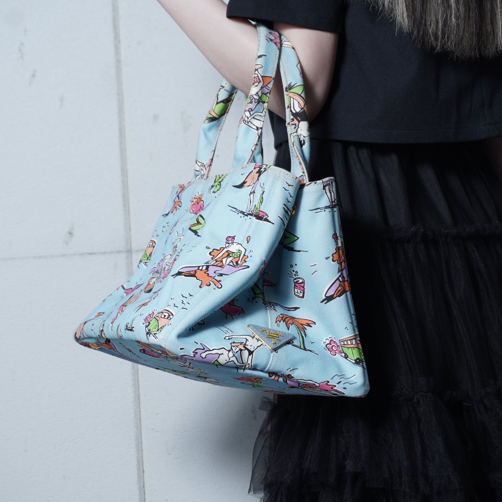 PRADA】プラダ サーフデザイン ハンドバッグ light blue | MIXHIVE