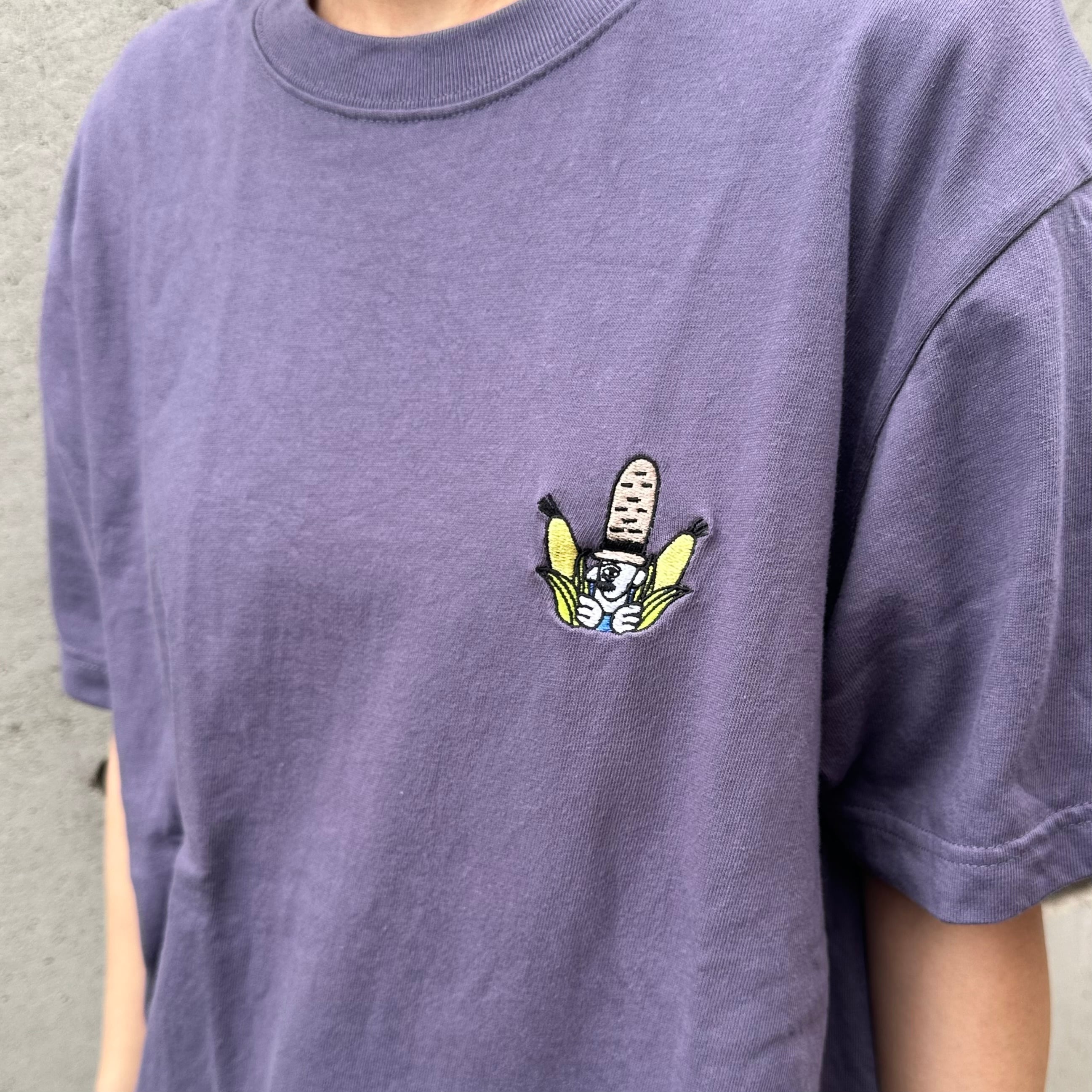 Ennoy Tシャツ パープル刺繍 トウモロコシおじさんの刺繍Tシャツ | PLANTER