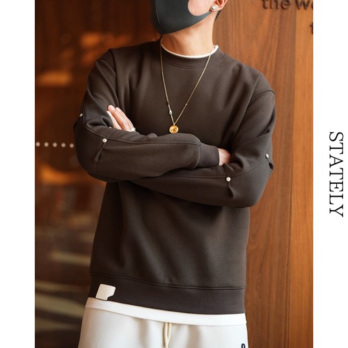 Buttoned Detail Sweatshirt/3color_T139 画像