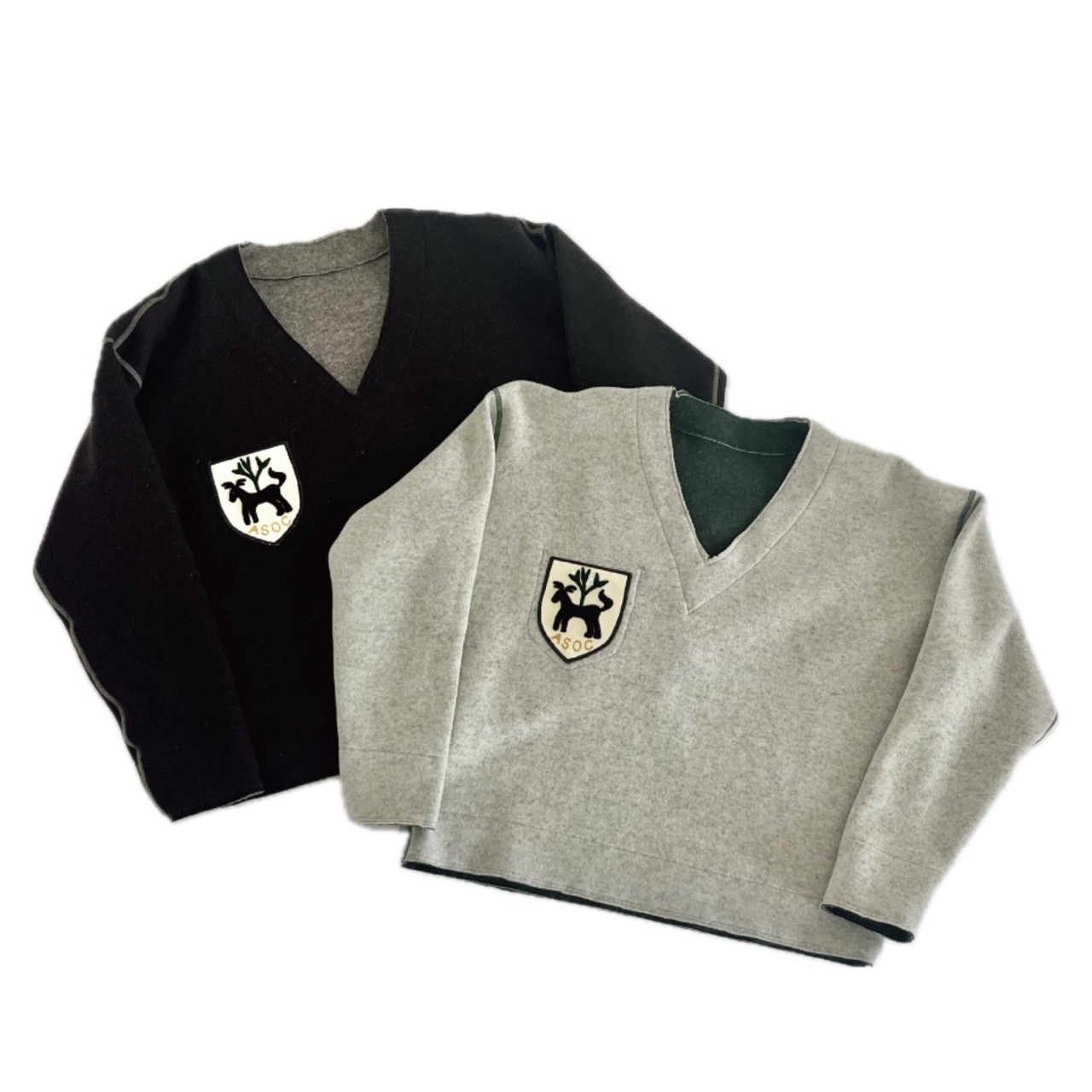 ASEEDONCLÖUD(アシードンクラウド)Student dormitory pullover リバーシブルカットソー（表=ダークブラウン/裏=杢グレー）