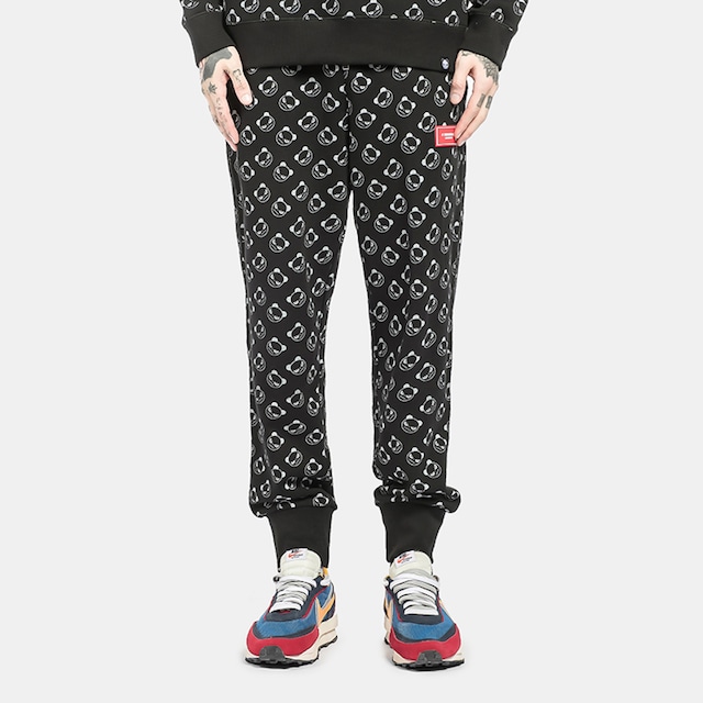 送料無料【HIPANDA ハイパンダ】メンズ ロゴ オールプリント スウェットパンツ MEN'S LOGO ALL OVER PRINT SWEAT PANTS / BLACK・WHITE