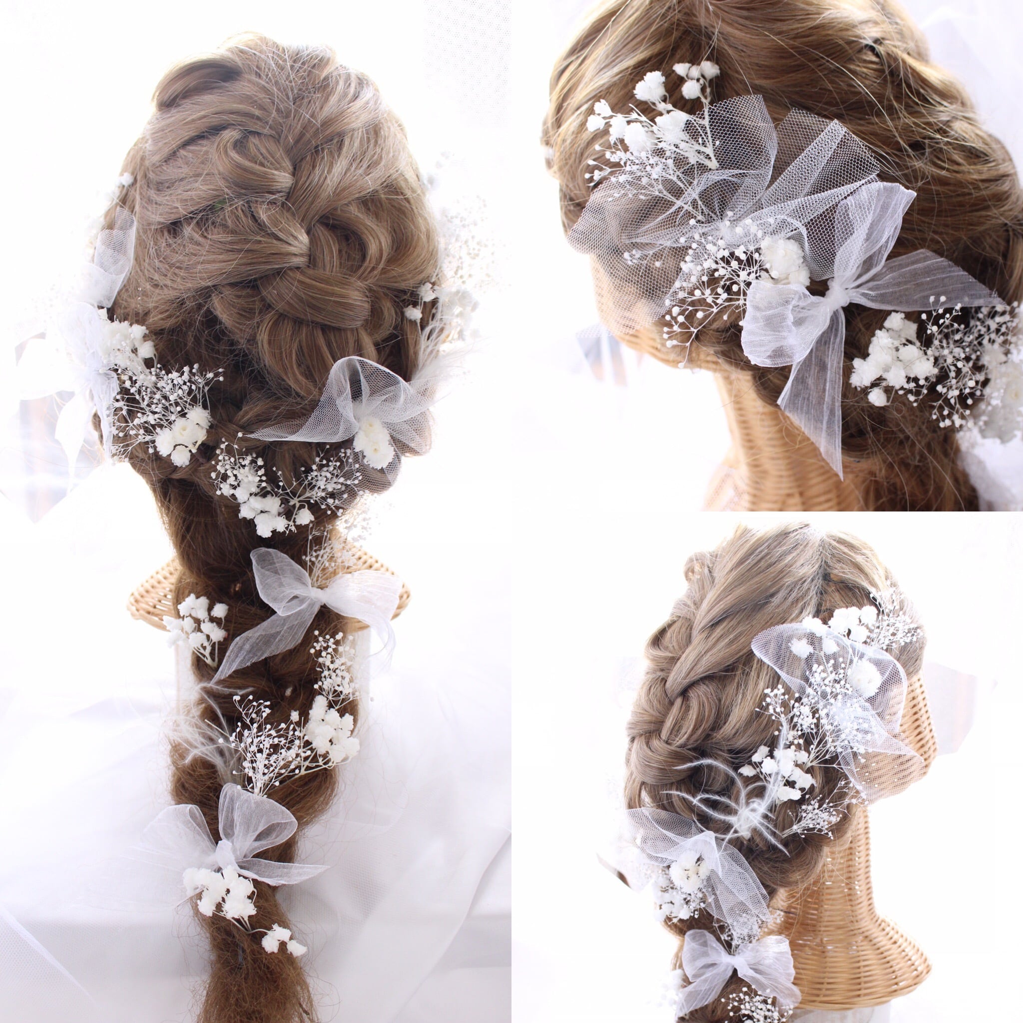 チュール・リボン・かすみ草のヘッドドレス | アーティフィシャル